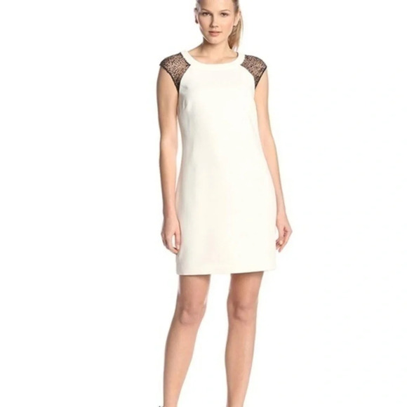 Trina Turk Nettle Dress NEW Ivory Crepe Lace 2 - Picture 1 of 7